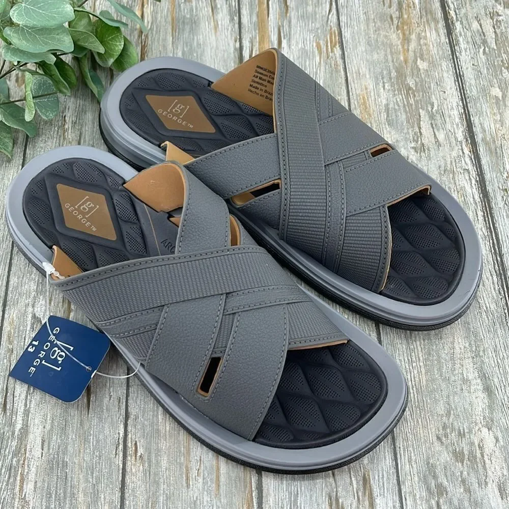 Men's Crossband Slide Sandals Shoes Size 13